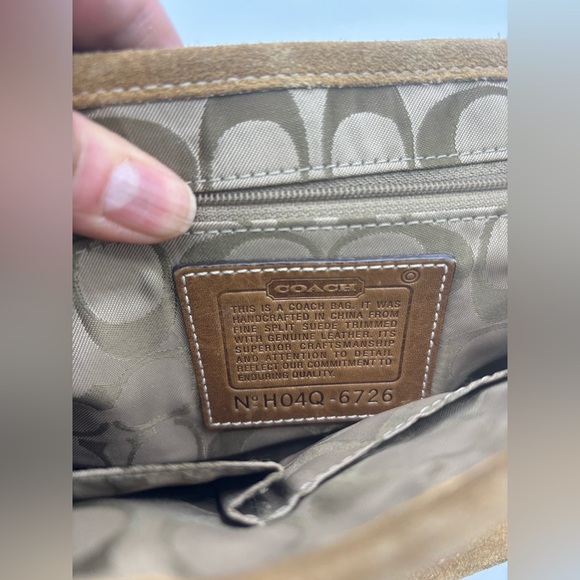 Coach Suede and Leather Shoulder Bag in Tan - Picture 7 of 13